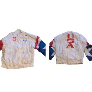 Rare Vintage USA Olympics Starter Jacket Dodge Logo Red White Blue Windbreaker